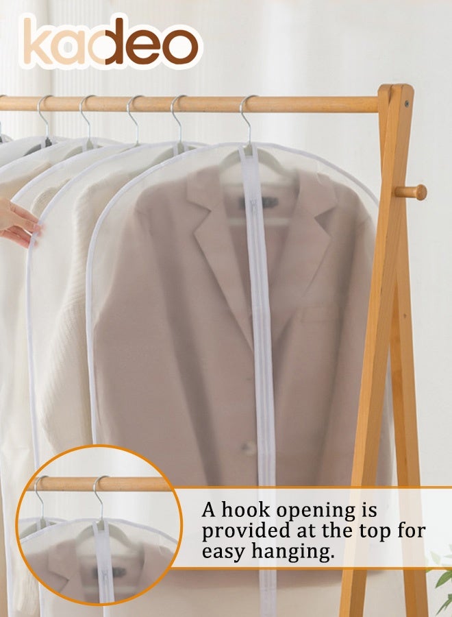 kadeo 5PCS Translucent Garment Bags, Dust-Resistant Clothes Cover Bags with Zipper, Waterproof Clothes Hanging Bags, Closet Storage Organizer, for Long Dresses Skirt Coat Suit Shirt Jacket Robe - Image 4